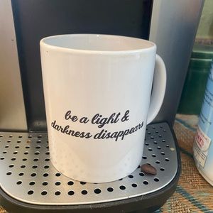 Be a light & darkness disappears, Black & white celestial 8oz coffee mug